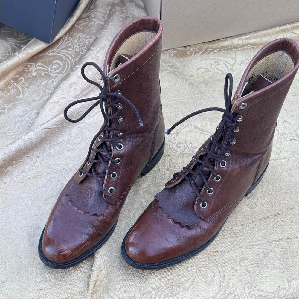 Women’s Brown Leather Lace-Up Riding Boots